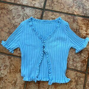 Baby Blue Buttoned Crop Top